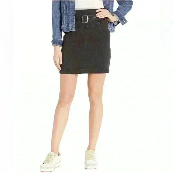 Anthropologie Free People Livin’ It Up Belted Denim Pencil Skirt Women’s 10 - Picture 2 of 12